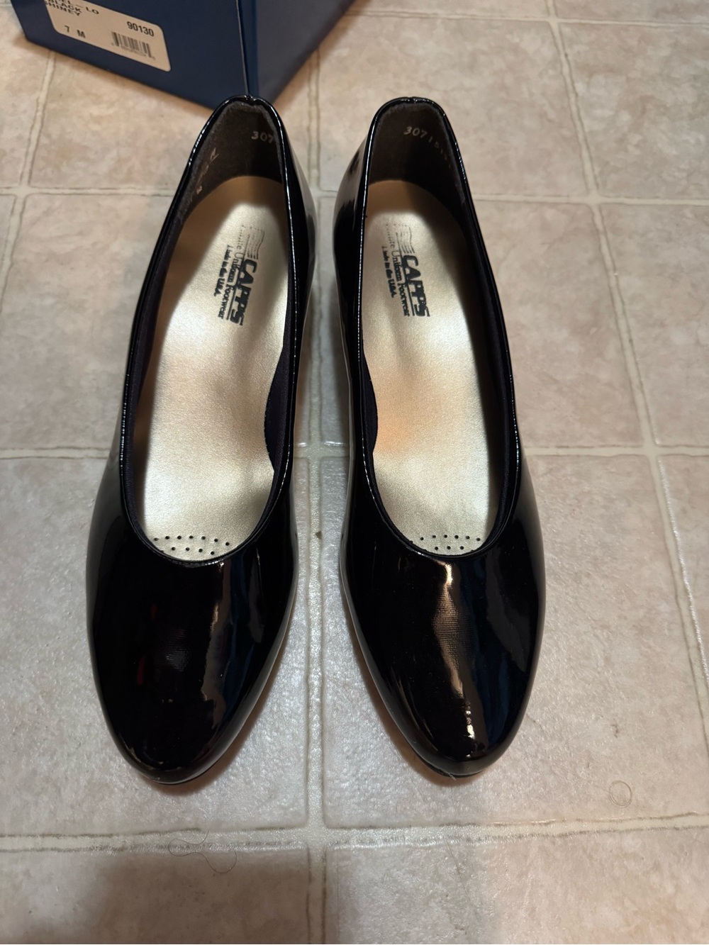 Capps Black Patent Low Heel Pumps